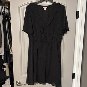 H&M Black Flutter Sleeve V-Neck Sundress